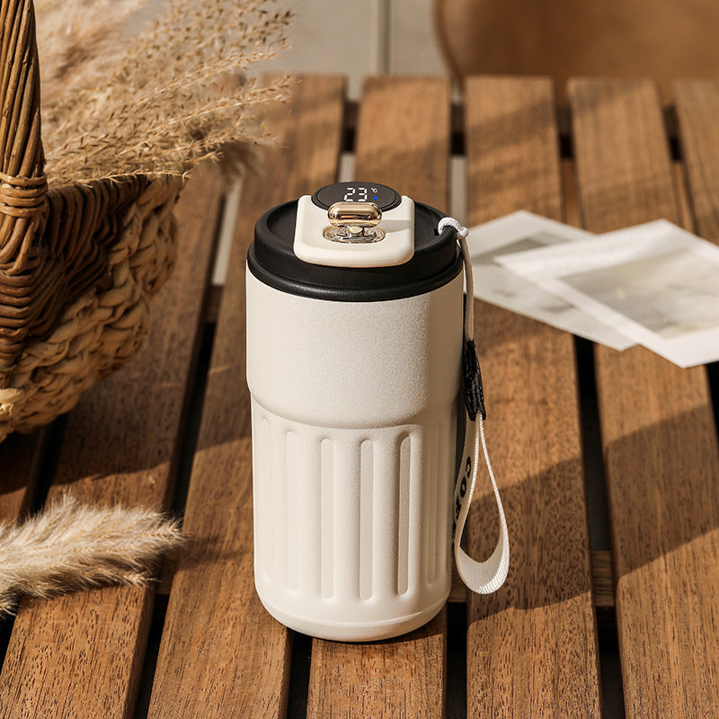 Smart Digital Thermal Bottle Portable Coffee Mug Stainless Steel Water Bottle, Insulated Cup Keep Cold and Hot  Vacuum Flasks 450ml