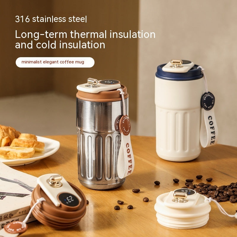 Smart Digital Thermal Bottle Portable Coffee Mug Stainless Steel Water Bottle, Insulated Cup Keep Cold and Hot  Vacuum Flasks 450ml