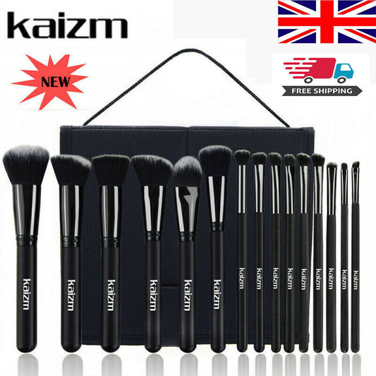 15Pcs Black Make Up Brushes Woman Set With Bag Foundation Eyeliner Eyeshadow