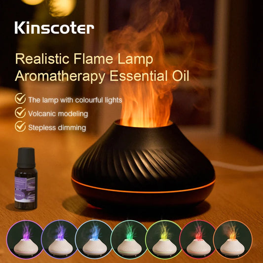 Volcanic Aroma Diffuser is a portable essential oil lamp that humidifies air and features a colorful night light.