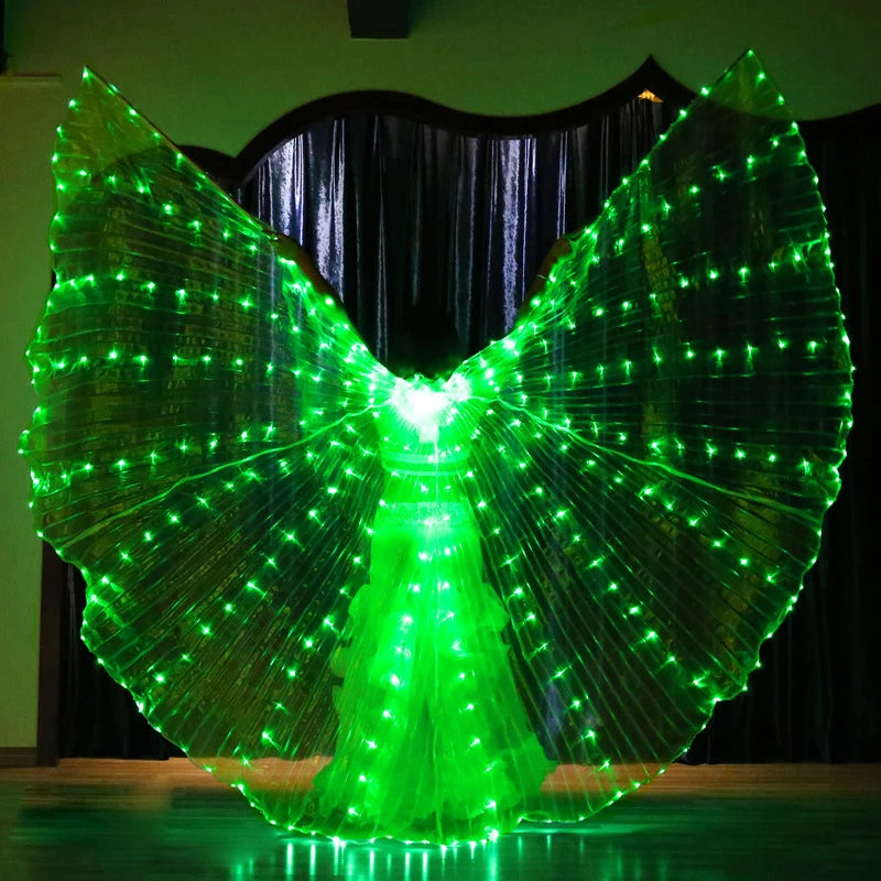 Belly Dance Isis Wings - LED Butterfly Wings Costume with Sticks and Carry Bag for Adults.