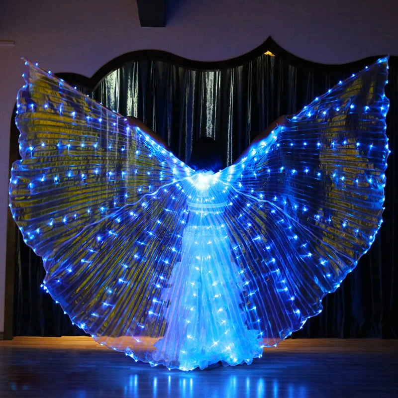 Belly Dance Isis Wings - LED Butterfly Wings Costume with Sticks and Carry Bag for Adults.