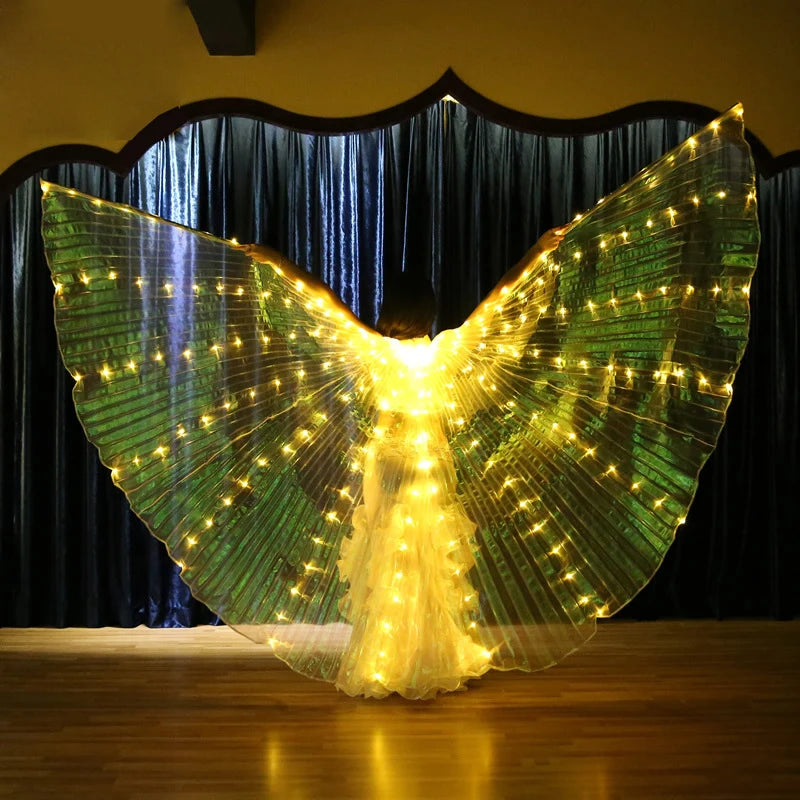 Belly Dance Isis Wings - LED Butterfly Wings Costume with Sticks and Carry Bag for Adults.