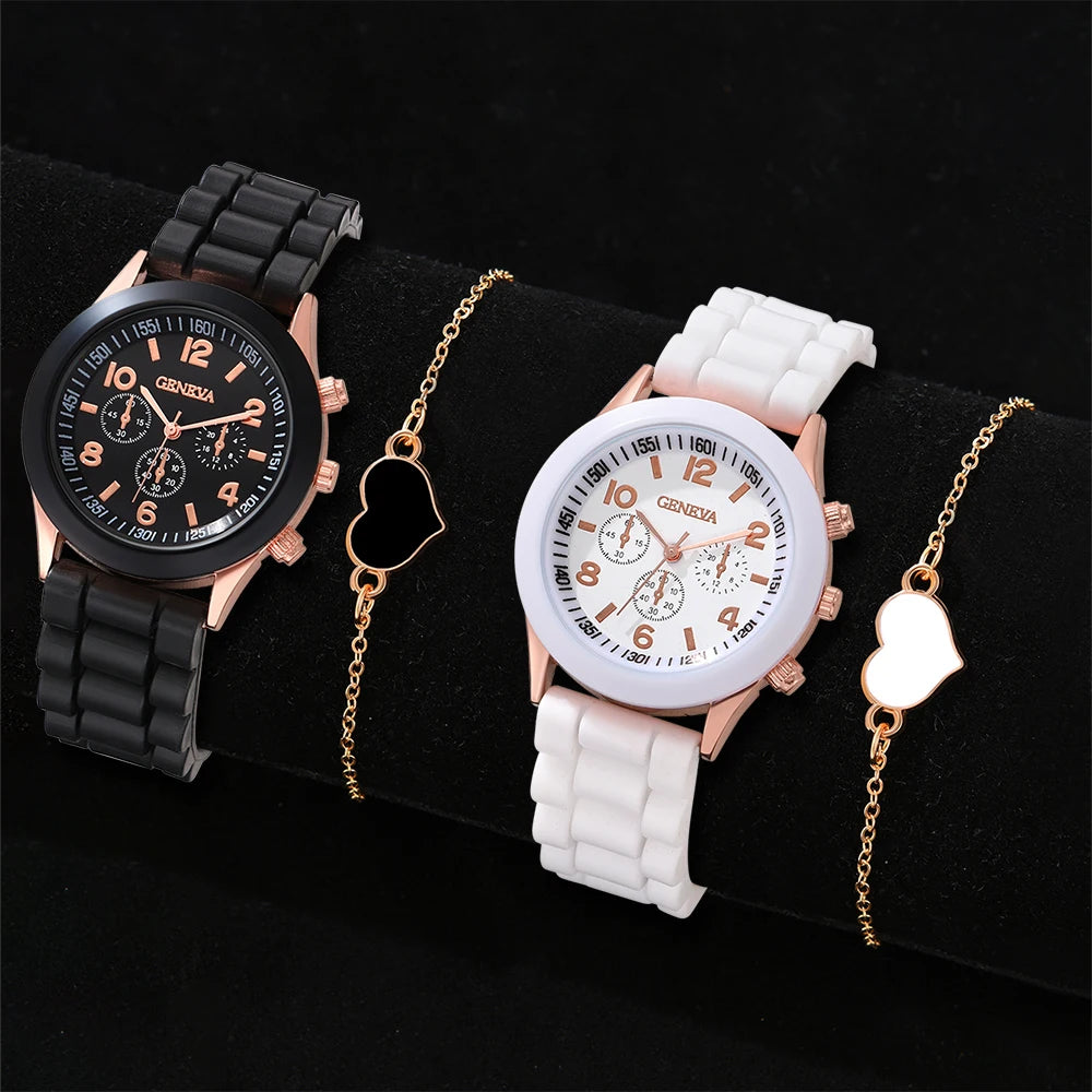 2PCS Set Couple Fashion Casual Leather Watches