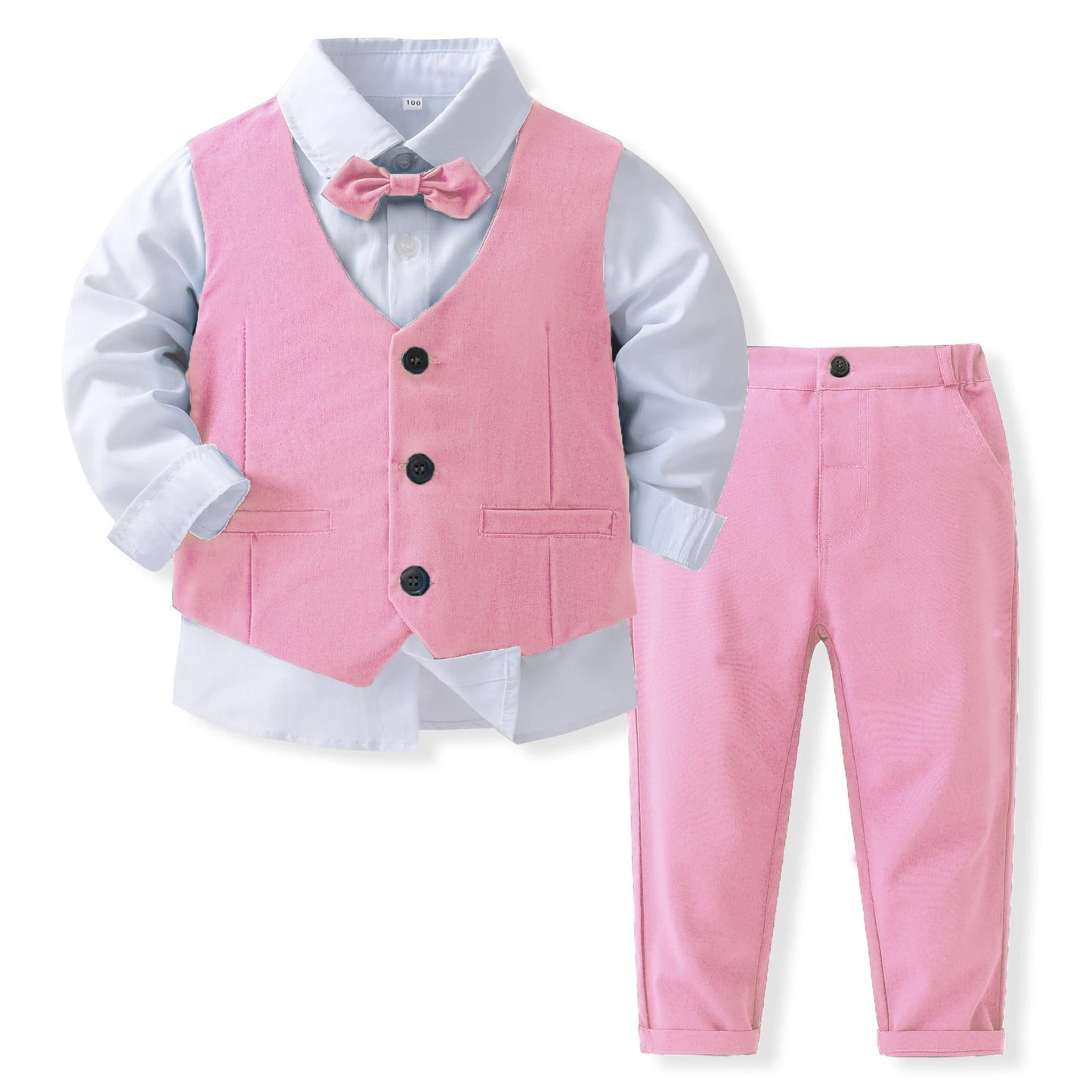 Boys' Birthday Suit Set - Stylish Outfit for Spring and Autumn. Includes a solid vest and cotton formal wear for a fancy look. Perfect for special occasions!