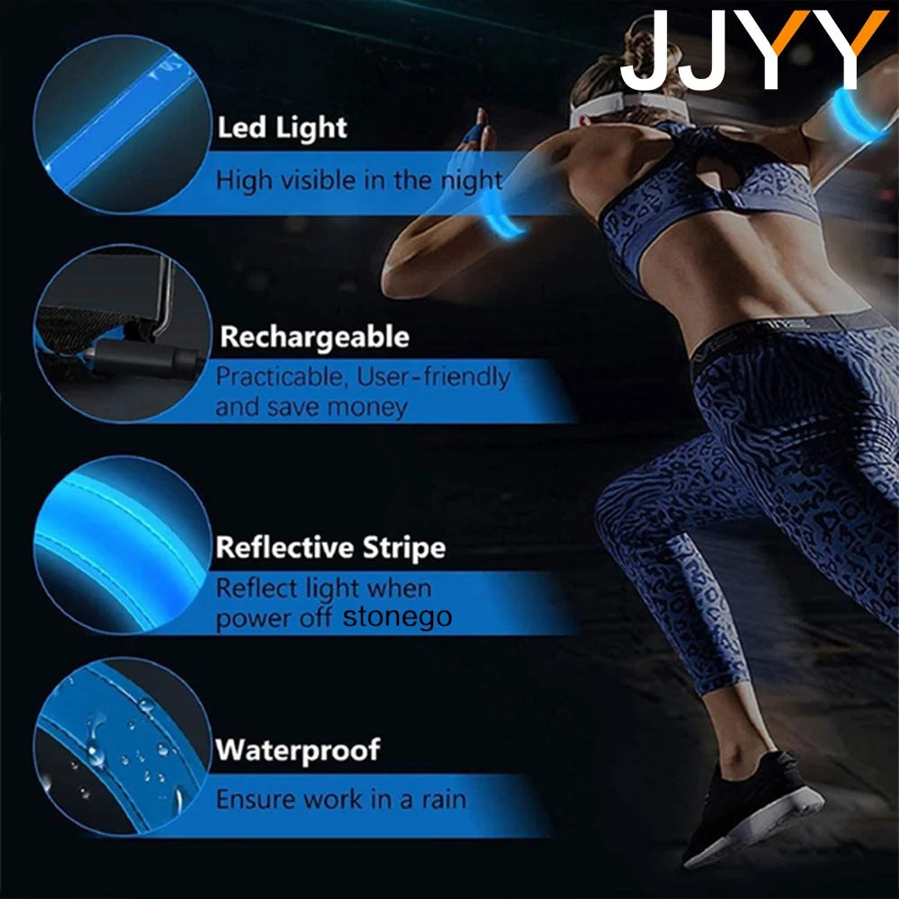 1PC Outdoor Sports Night Running Armband LED Light USB Rechargeable Safety Belt Arm Leg Warning Wristband Cycling Bike Bicy