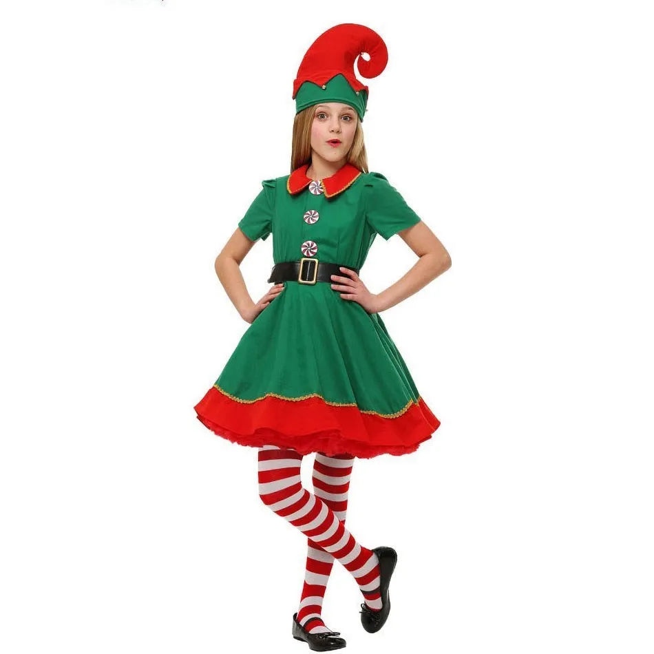 2024 Christmas Clothing Set for Kids and Adults: Matching Outfits for the Whole Family! This set includes Santa Claus costumes with hats, socks, pants, and elf clothes. Perfect for holiday celebrations!