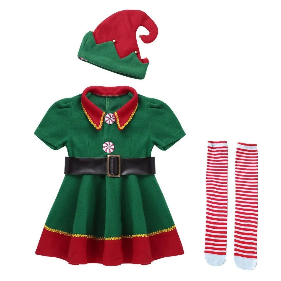 2024 Christmas Clothing Set for Kids and Adults: Matching Outfits for the Whole Family! This set includes Santa Claus costumes with hats, socks, pants, and elf clothes. Perfect for holiday celebrations!