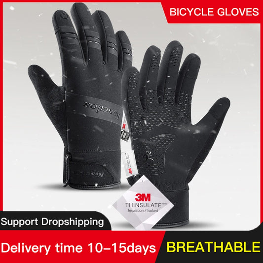 3M Black Waterproof Winter Gloves for Men – Ideal for Cycling, Outdoor Sports, Running, Riding, Motorcycling, Skiing, and Snowboarding. Features Touch Screen Capability.