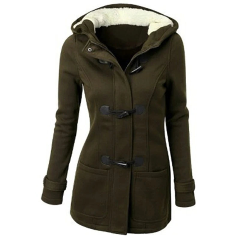 The item includes women's winter hooded cardigans, hooded horn button jackets, fleece coats, and outerwear