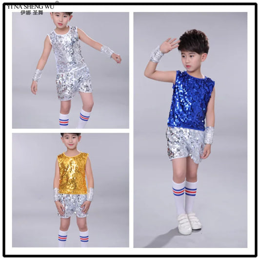 Children's Jazz Dance Outfits for Performances. Fun, sparkling costumes for boys and girls to wear during dance events, including Children's Day and street dance.