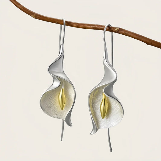 Blooming Flower Hook Earrings Simple Accessories Gold Silver Color