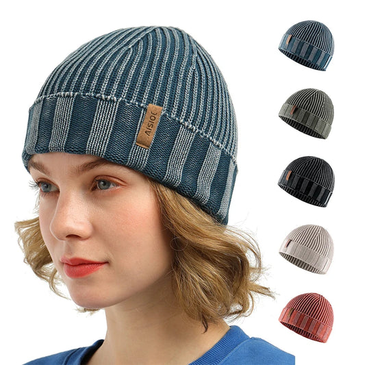 100% Cotton vintage washed Knit Beanie hat for Men and Women