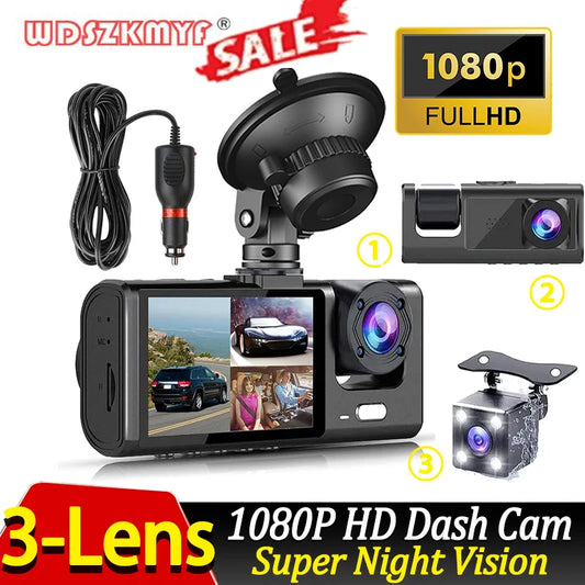 2/3 Channel Dash Cam for Cars - Front and Rear Cameras, 1080P Video Recorder, Black Box, Car DVR, Rear View Camera, Car Accessory.