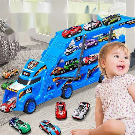 Large Kid Truck Deformation Transporter Car Toys Folding Track Racing Vehicle Boys Girls Birthday Gift