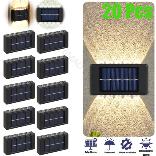 10 Waterproof LED Solar Wall Lamps for Outdoor Use - Solar-Powered Lights to Brighten Your Home, Garden, Porch, and Yard.