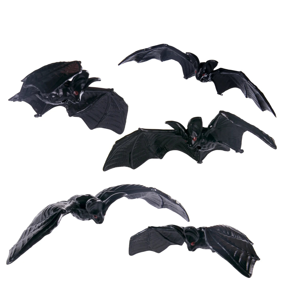 20pcs Mix Size 3D Black Simulation Soft Rubber Bat Hanging Ornaments Halloween Party Decoration Haunted House Horror Tricky Prop