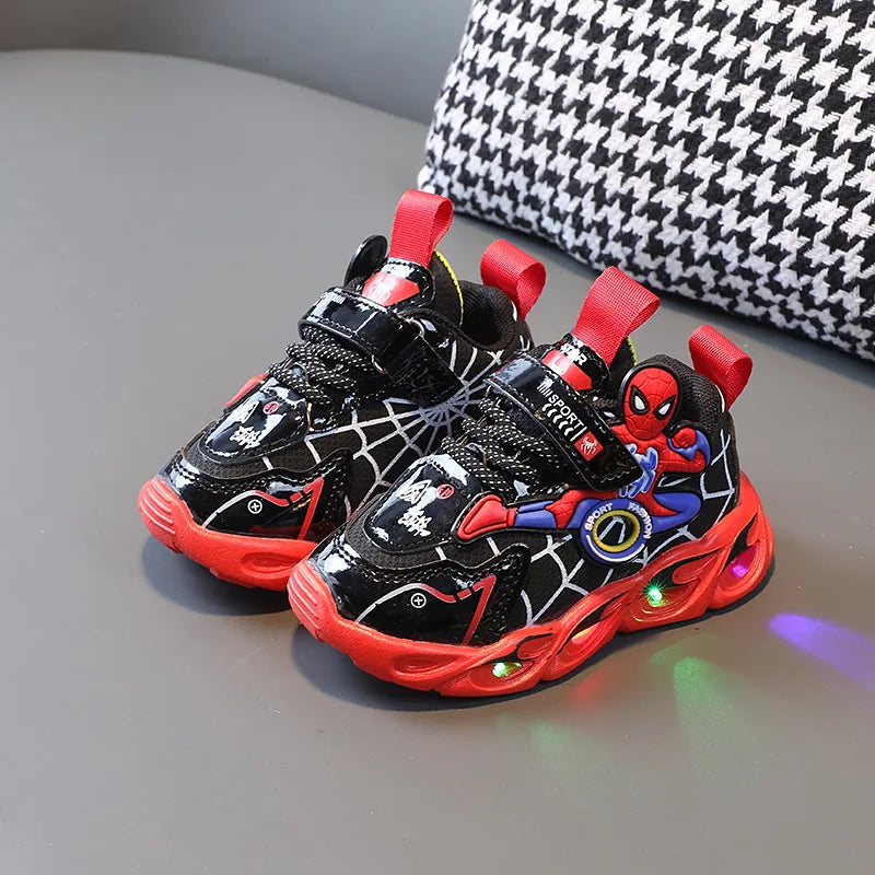 Disney Boys' LED Lights Cartoon Autumn Children's Sports Shoes Leather Non-slip Sneaker Size 25-35