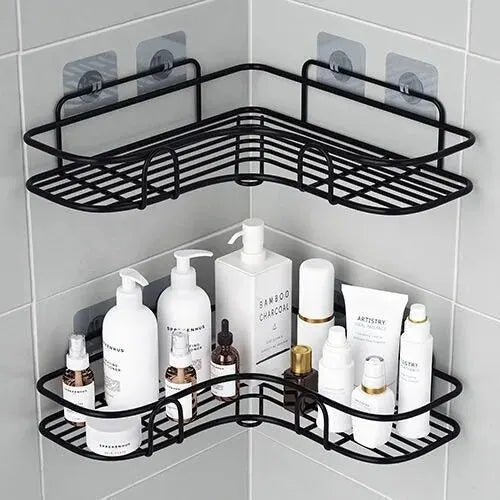 1 Piece Non-Perforated Bathroom Triangle Shelf, Wall-Mounted for Toilet or Washbasin Storage.