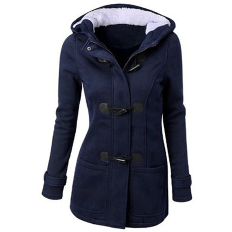 The item includes women's winter hooded cardigans, hooded horn button jackets, fleece coats, and outerwear