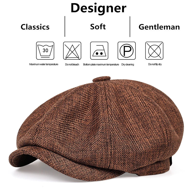 Men Casual Newsboy Hat Spring Autumn Retro Beret Hats