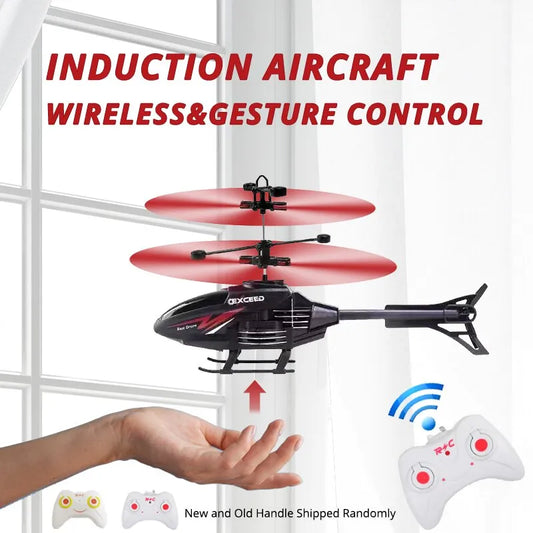 2 channel gesture control suspension helicopter RC remote induction aircraft with charging LED light for boys.