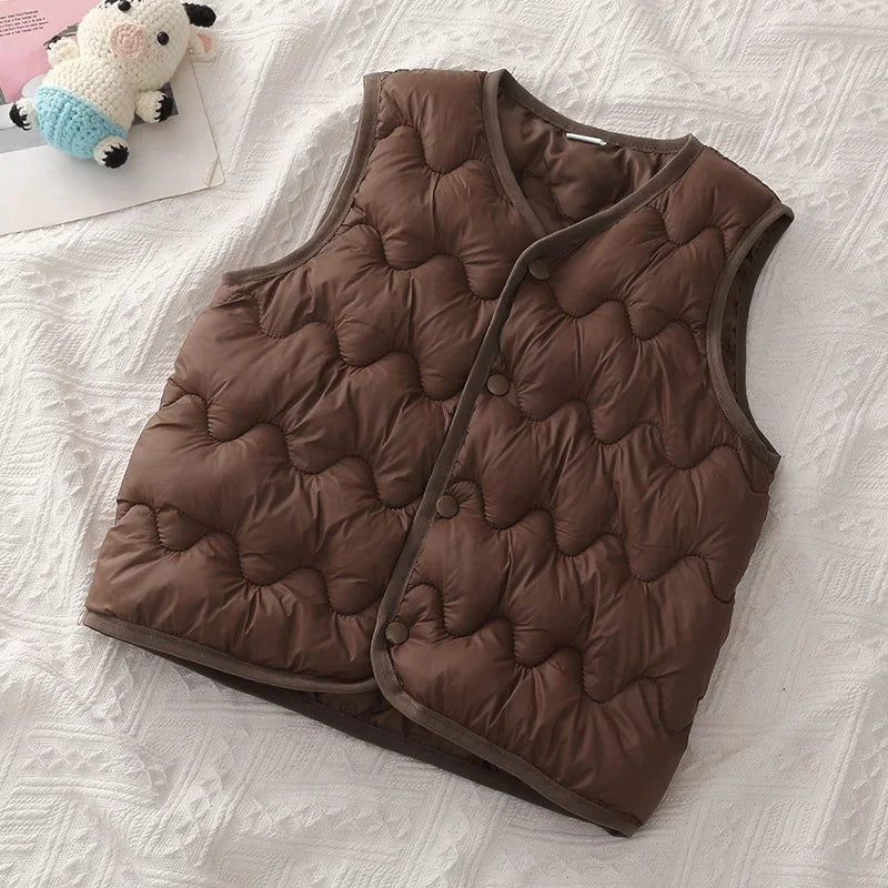 Kids Warm Vest for Winter – Thick Cotton Waistcoat for Boys and Girls, Suitable for Ages 1-6 Years, Available in Solid Colors.