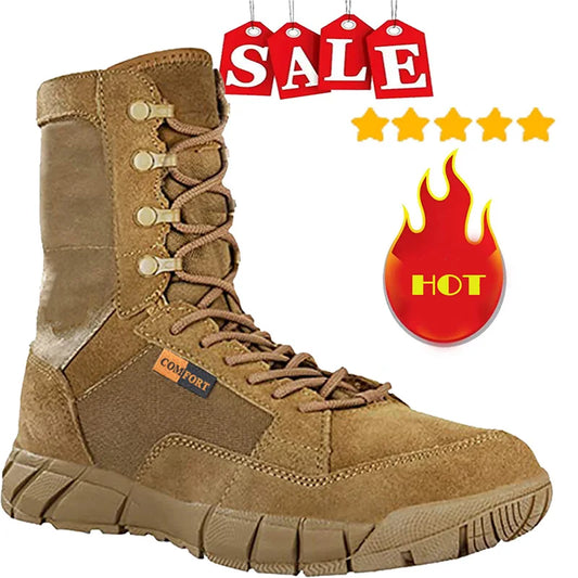 Lightweight Man Tactical Boots Combat Anti-Collision Training Lace Up Waterproof