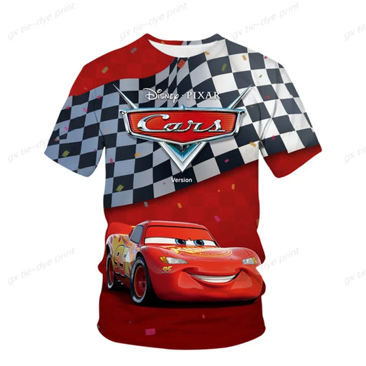 New Summer Kids T-Shirt featuring Lightning McQueen! This cute anime cartoon shirt is perfect for boys and girls. It's a casual hip hop style top for fun summer days.