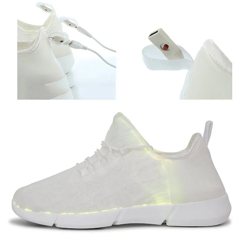 The Spring Boy Luminous Glowing Sneakers are a pair of LED light shoes that are suitable for both men and women, and can be recharged via USB.