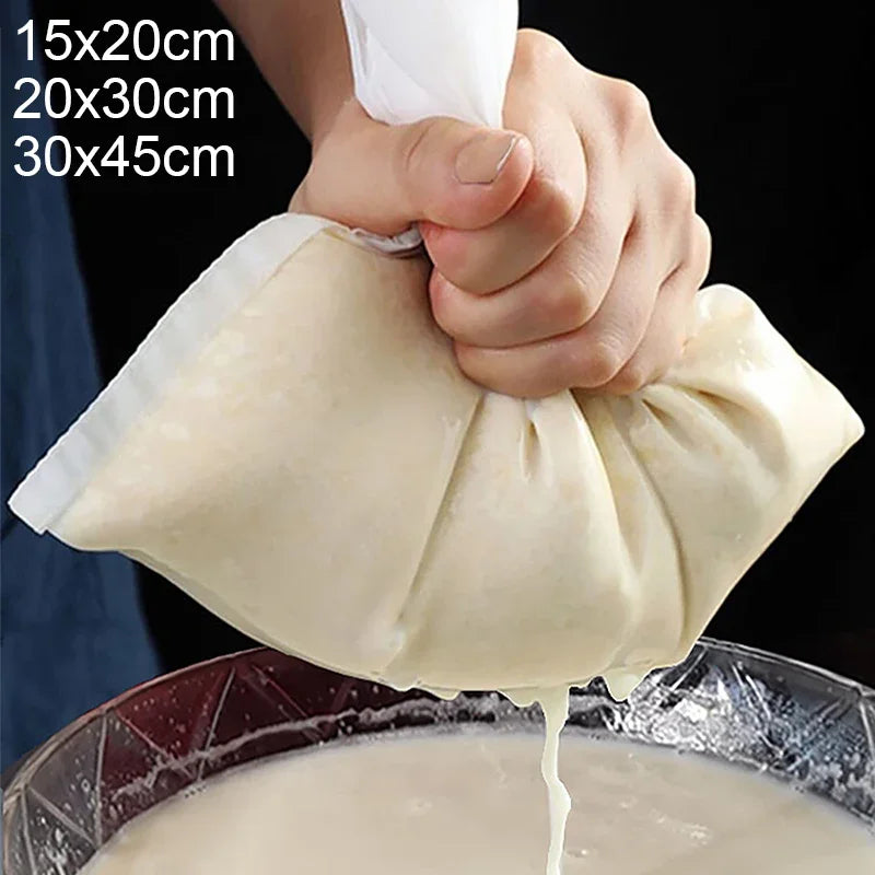 100-Mesh Reusable Nylon Filter Bags for Soy Milk, Nuts, Yogurt, Tea, Coffee, Oil, and Food Pressing. Large Kitchen Strainer Bags.