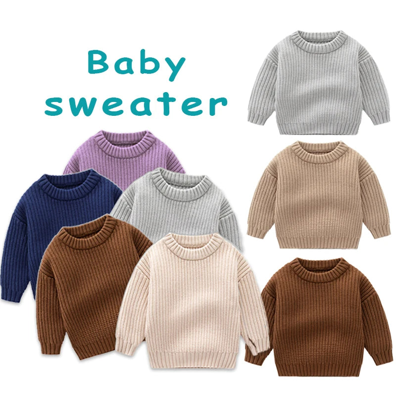 Kids' Loose Knitted Sweater for Fall and Winter. Cozy round-neck pullover for boys and girls, perfect for toddlers. Great outerwear for little ones!