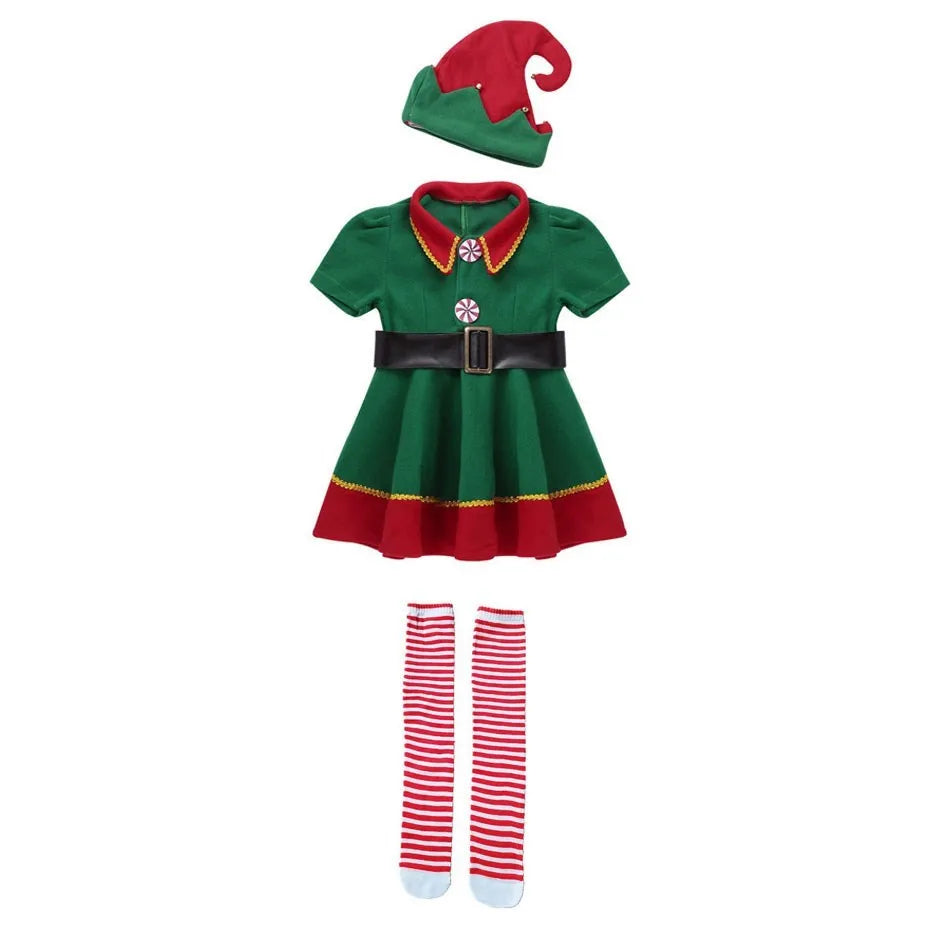 2024 Christmas Clothing Set for Kids and Adults: Matching Outfits for the Whole Family! This set includes Santa Claus costumes with hats, socks, pants, and elf clothes. Perfect for holiday celebrations!