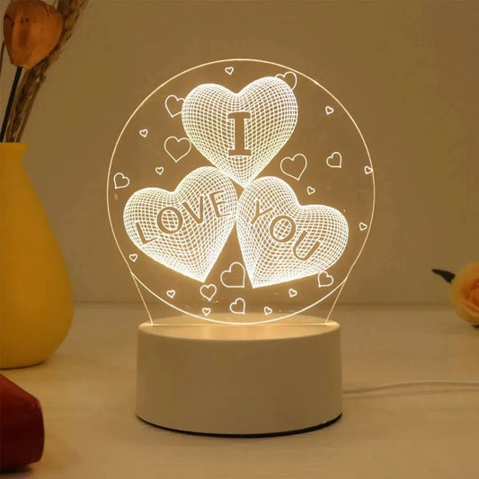 1pc Night Light Creative Acrylic Bedroom Bedside LED Table Lamp Holiday Event Gift System Gifts