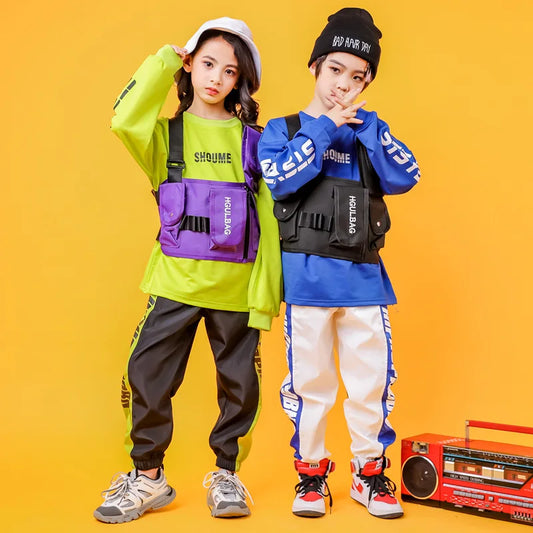 Kids' Dance Wear: Hip Hop Costumes for Girls and Boys, Jazz T-Shirts, Pants, and Modern Dance Outfits for Shows and Ballroom Dancing.