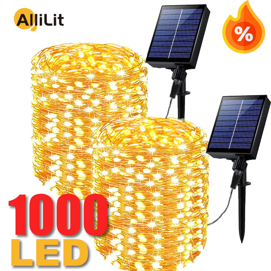 102m Solar LED Outdoor Light String – 1 to 2 Pieces. Waterproof fairy lights for garden decoration, perfect for Christmas or yard use.