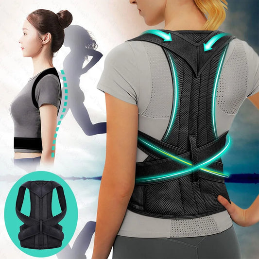 Adjustable Back Posture Corrector With Breathable Shoulder And Waist Support Straps For Boys And Girls