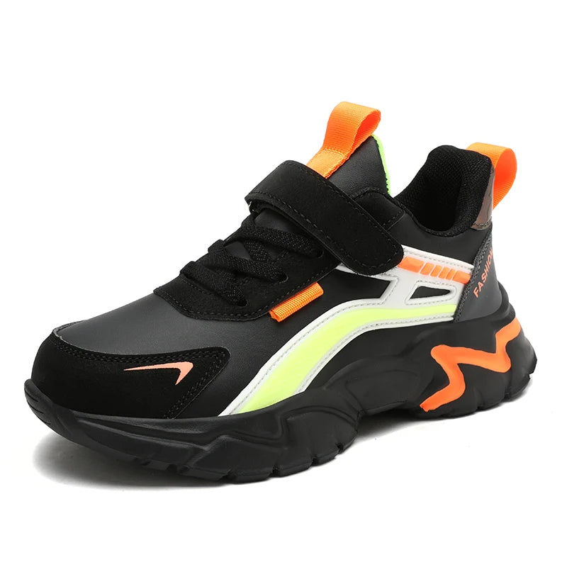 A pair of soft sole, non-slip sneakers for children, specifically designed for outdoor use, specifically for students and girls.