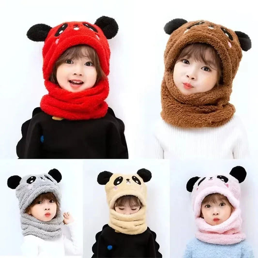 Hot Sell Autumn And Winter Warm Children's Hats And Neck Gaiter Set Rabbit Hat Girls' Fleece Hat