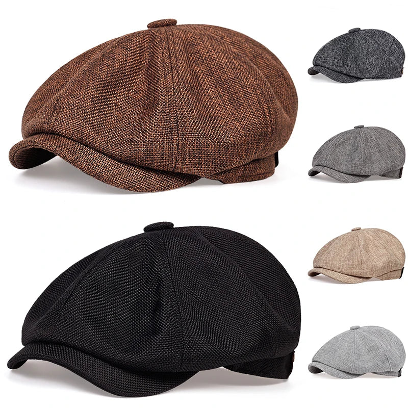 Men Casual Newsboy Hat Spring Autumn Retro Beret Hats