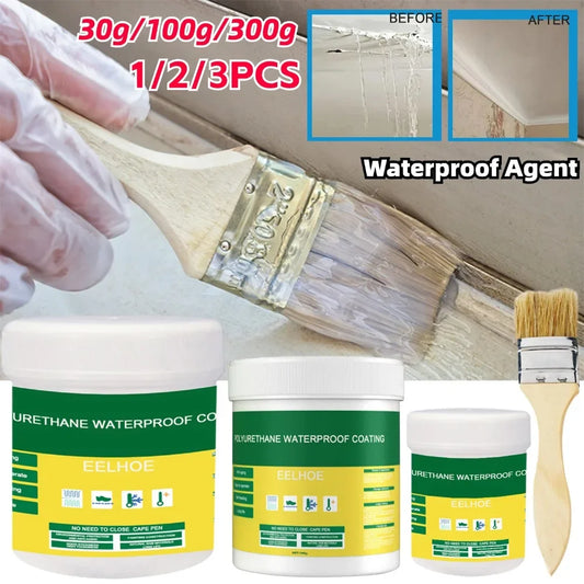 1/2/3 Pcs Waterproof Sealant Glue - Clear and Invisible Paste with Brush. Ideal for repairing roofs and bathrooms. Available in 30g, 100g, or 300g sizes.