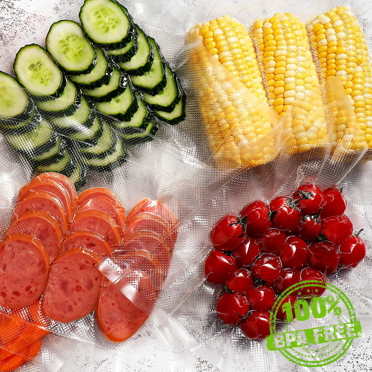 Vacuum bags keep food fresh longer. Choose from 12, 15, 20, 25, or 30 cm rolls for vacuum sealers.