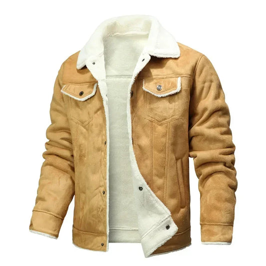 High-quality, winter men's suede leather coat that is perfect for youth fashion and casual wear.