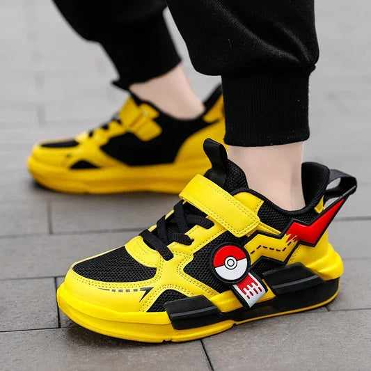 pair of kids' casual sneakers featuring a Pikachu cartoon sports shoe for boys and girls, available in a lightweight size EU28-39.