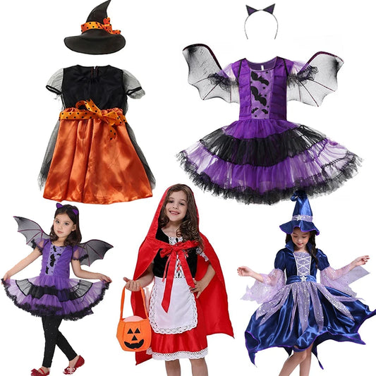 Halloween costume ideas for girls: Scarlet Witch, Vampire, Devil, and Ghost dresses.