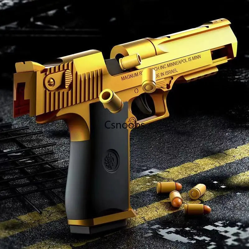 Airsoft Pistol Continuous Firing Soft Bullet Toy for Children Shooting Mechanical Automatic Desert Eagle Toy Gun Shell Ejection