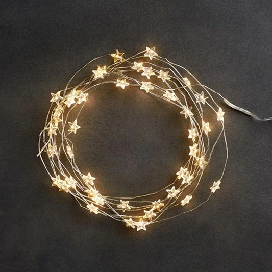 The item features 2m/4m/6m STARS fairy lights for bedroom string battery-powered adapter, Christmas lights garland, wedding party decoration, and holiday decorations.