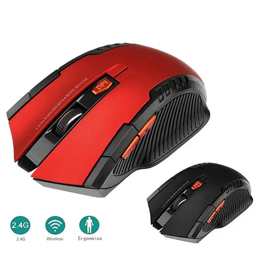 2.4GHz Wireless Optical Mouse for Gaming. Comes with USB receiver. Features 2000 DPI sensitivity and 6 buttons. Perfect for computers and laptops!