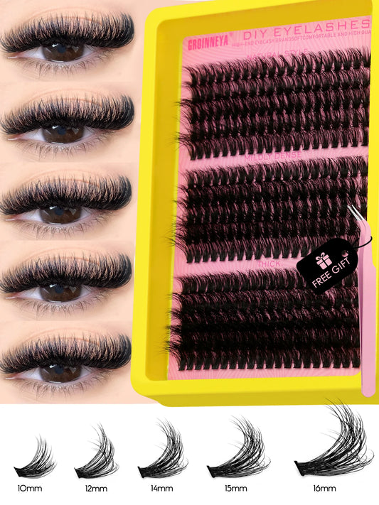 Cluster Lashes Kit: Fluffy faux mink individual lashes for beautiful eyelash extensions and makeup.