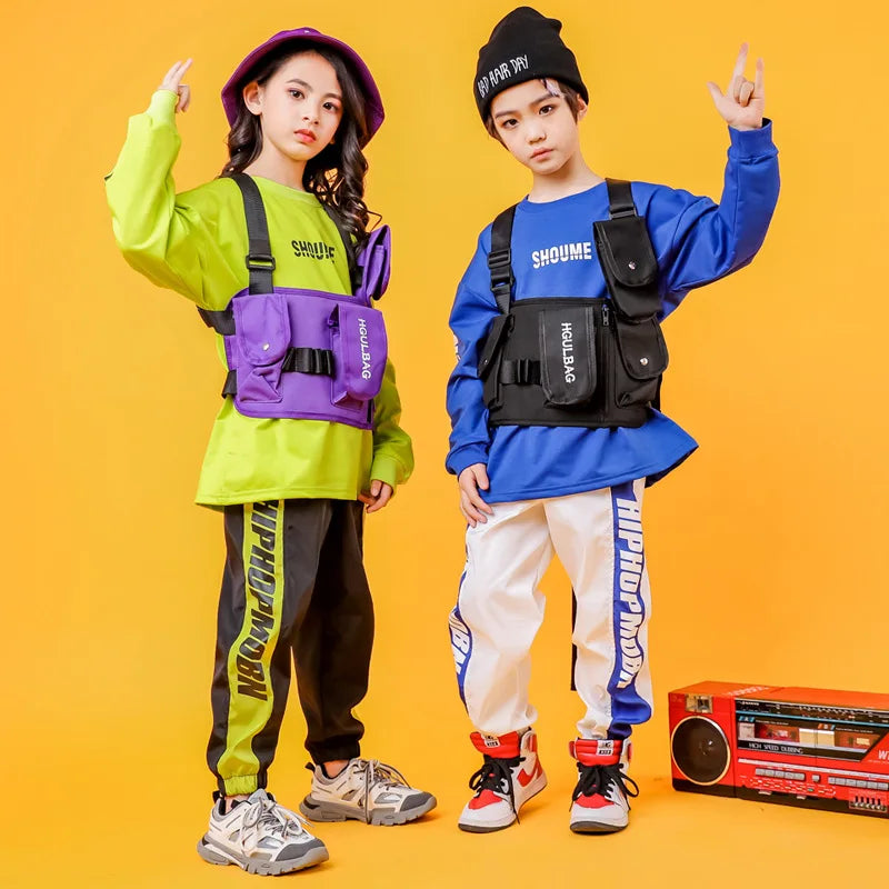 Kids' Dance Wear: Hip Hop Costumes for Girls and Boys, Jazz T-Shirts, Pants, and Modern Dance Outfits for Shows and Ballroom Dancing.